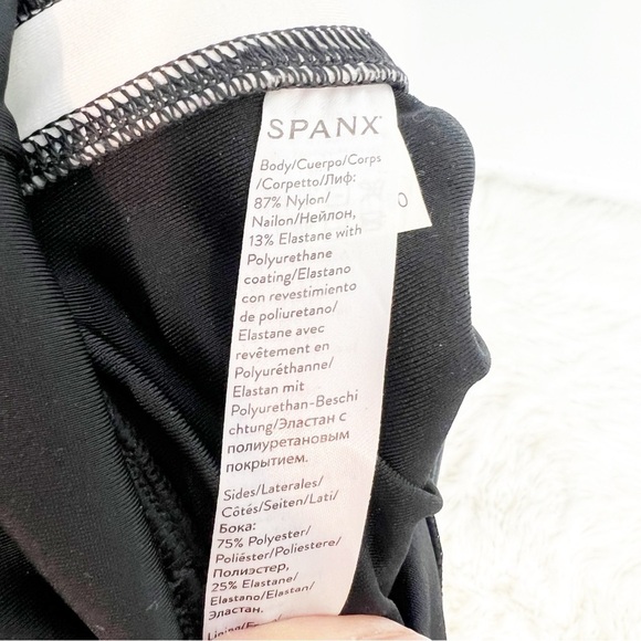 SPANX BLACK FAUX LEATHER LOOK LEGGINGS WITH STRIPES WOMENS SX XS - Picture 7 of 9